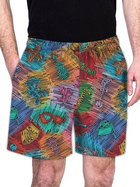 NEW Bayouwear Bayou Shorts - Music Lines™ Print Elastic Waist Made in USA Black